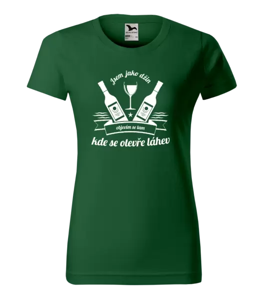 Dámské tričko Jsem jako džin, objevím se tam, kde se otevře lahev