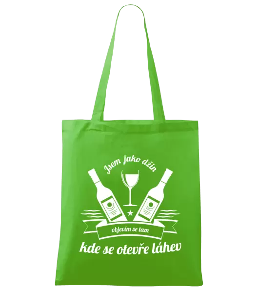 Látková taška Jsem jako džin, objevím se tam, kde se otevře lahev