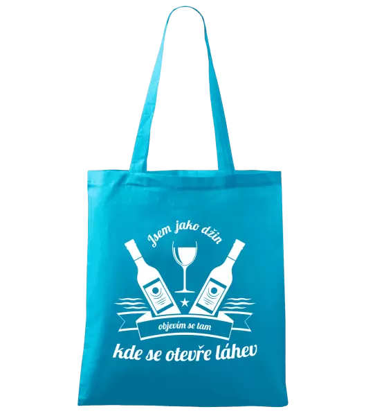 Látková taška Jsem jako džin, objevím se tam, kde se otevře lahev