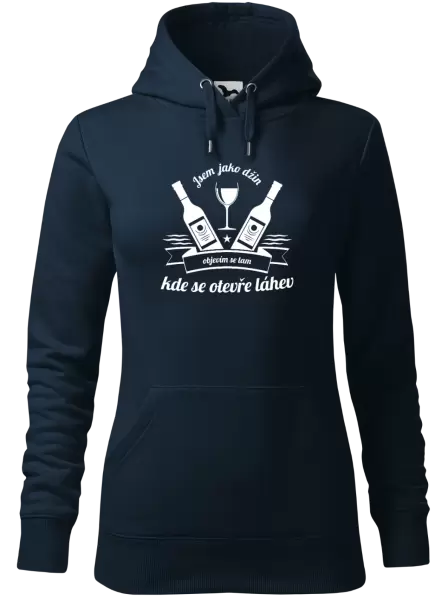 Dámská mikina Jsem jako džin, objevím se tam, kde se otevře lahev