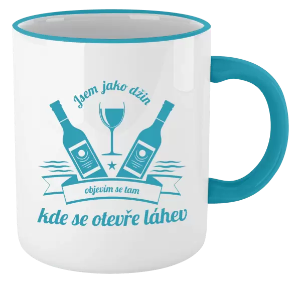 Hrnek Jsem jako džin, objevím se tam, kde se otevře lahev