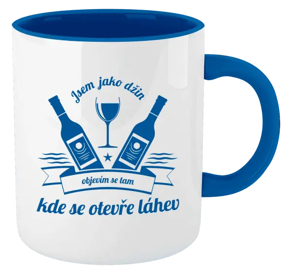 Hrnek Jsem jako džin, objevím se tam, kde se otevře lahev
