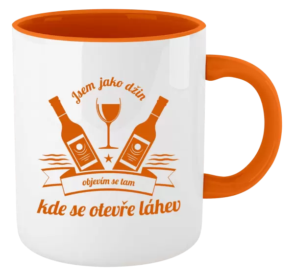 Hrnek Jsem jako džin, objevím se tam, kde se otevře lahev