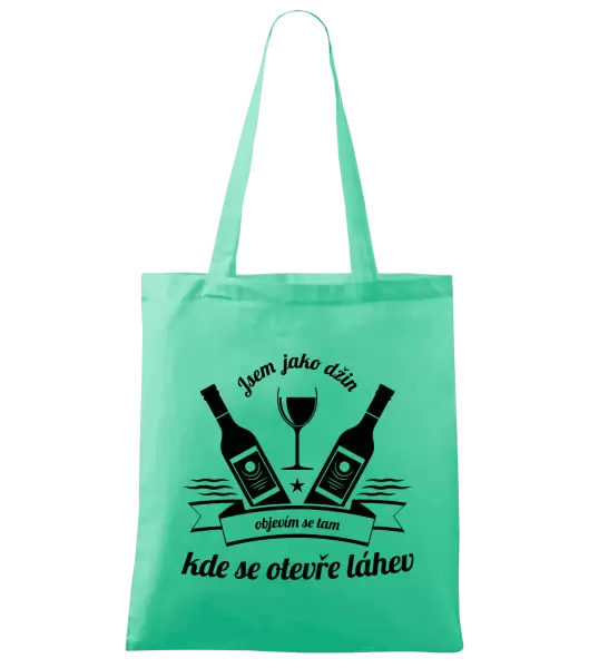 Látková taška Jsem jako džin, objevím se tam, kde se otevře lahev