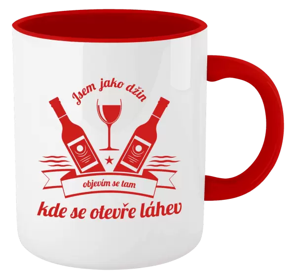 Hrnek Jsem jako džin, objevím se tam, kde se otevře lahev