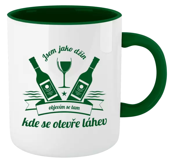 Hrnek Jsem jako džin, objevím se tam, kde se otevře lahev
