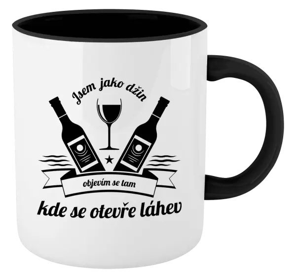 Hrnek Jsem jako džin, objevím se tam, kde se otevře lahev