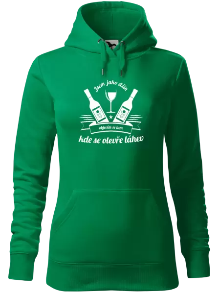 Dámská mikina Jsem jako džin, objevím se tam, kde se otevře lahev