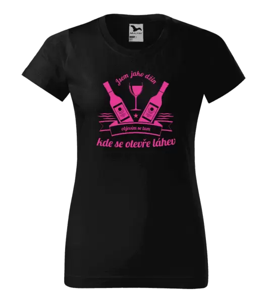 Dámské tričko Jsem jako džin, objevím se tam, kde se otevře lahev