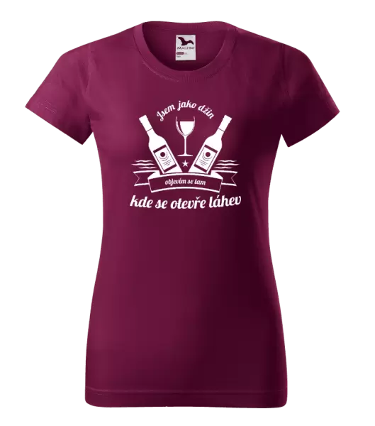 Dámské tričko Jsem jako džin, objevím se tam, kde se otevře lahev