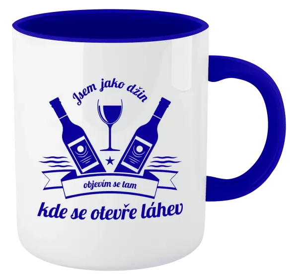 Hrnek Jsem jako džin, objevím se tam, kde se otevře lahev