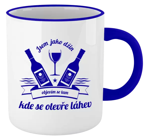 Hrnek Jsem jako džin, objevím se tam, kde se otevře lahev