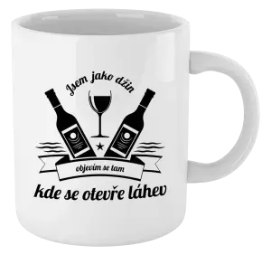 Hrnek Jsem jako džin, objevím se tam, kde se otevře lahev