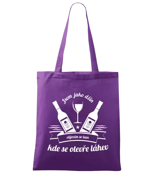 Látková taška Jsem jako džin, objevím se tam, kde se otevře lahev