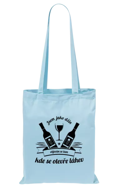 Látková taška Jsem jako džin, objevím se tam, kde se otevře lahev