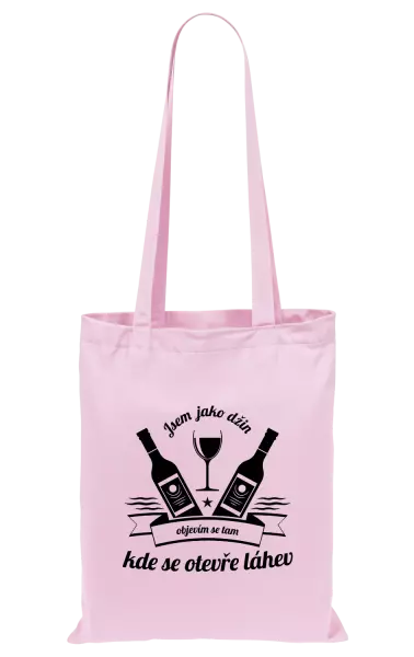 Látková taška Jsem jako džin, objevím se tam, kde se otevře lahev