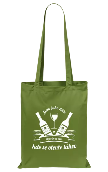 Látková taška Jsem jako džin, objevím se tam, kde se otevře lahev