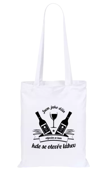 Látková taška Jsem jako džin, objevím se tam, kde se otevře lahev