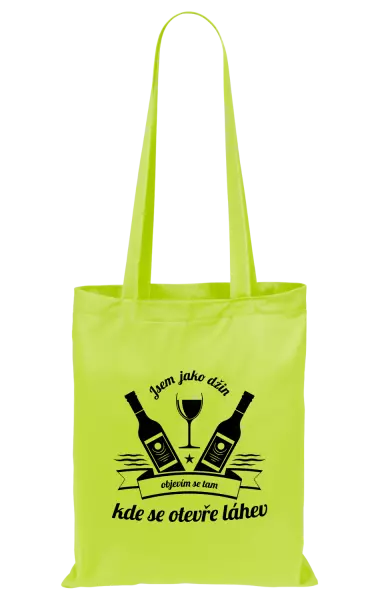 Látková taška Jsem jako džin, objevím se tam, kde se otevře lahev