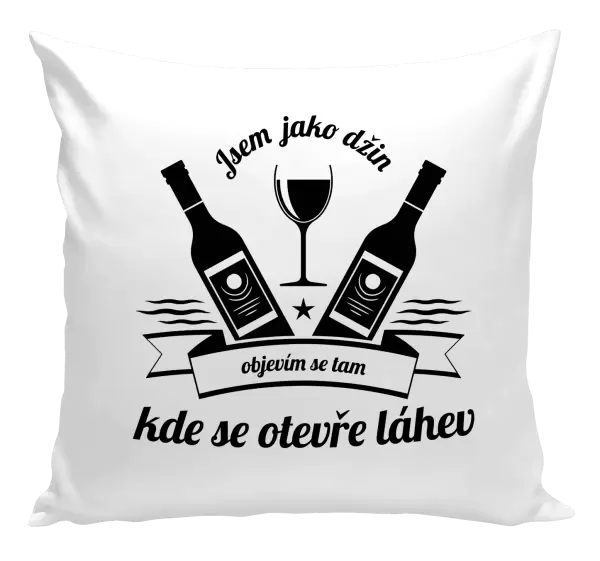 Polštář Jsem jako džin, objevím se tam, kde se otevře lahev