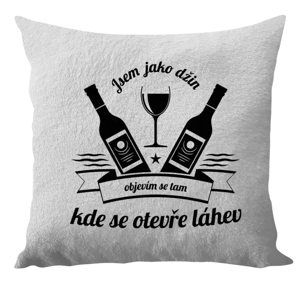 Polštář Jsem jako džin, objevím se tam, kde se otevře lahev