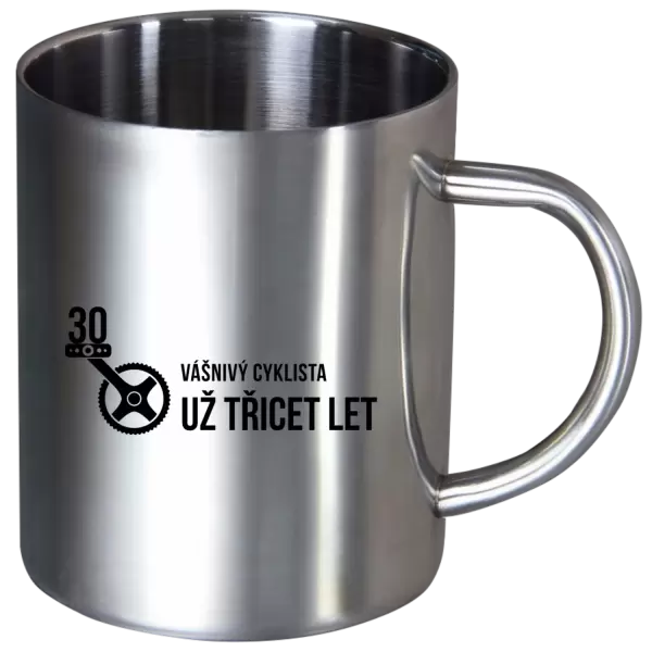 Nerezový hrnek Vášnivý cyklista už x let