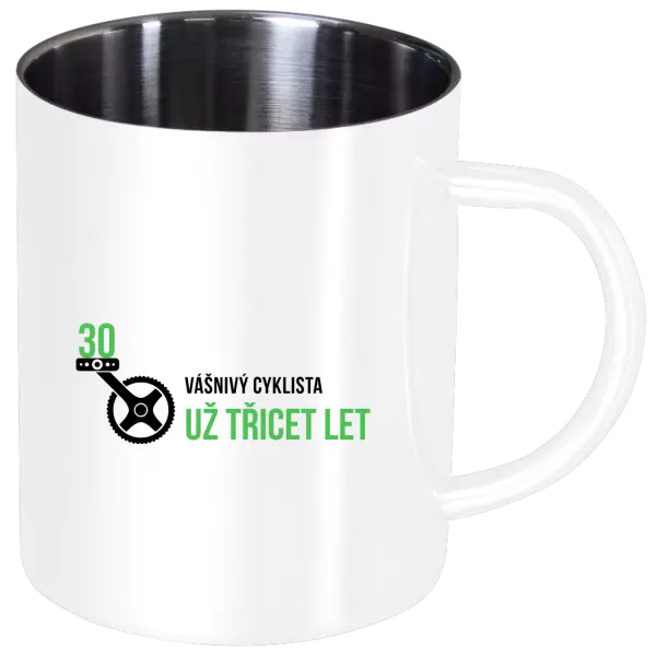 Nerezový hrnek Vášnivý cyklista už x let