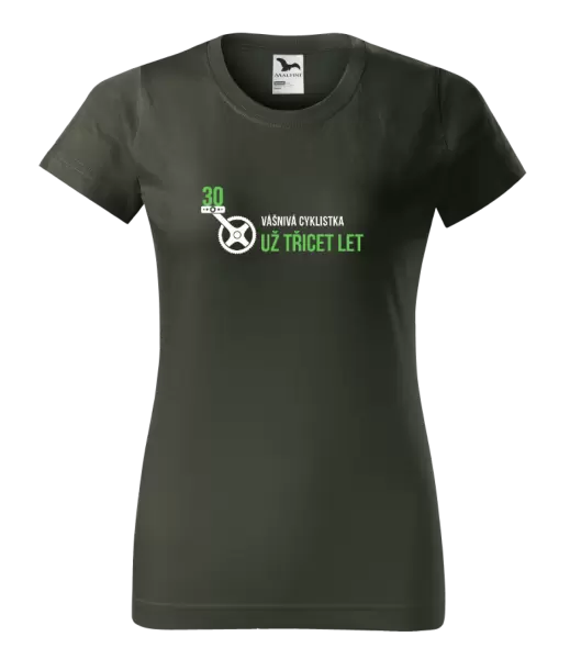 Dámské narozeninové tričko Vášnivá cyklistka už x let