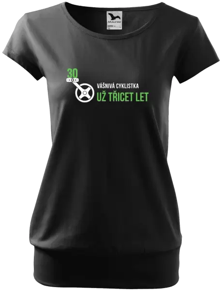 Dámské tričko Vášnivá cyklistka už x let