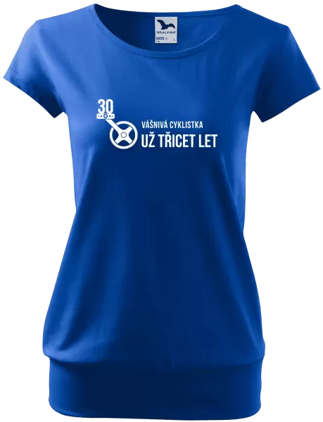Dámské tričko Vášnivá cyklistka už x let