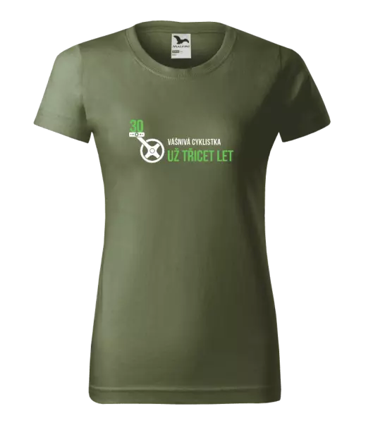 Dámské narozeninové tričko Vášnivá cyklistka už x let