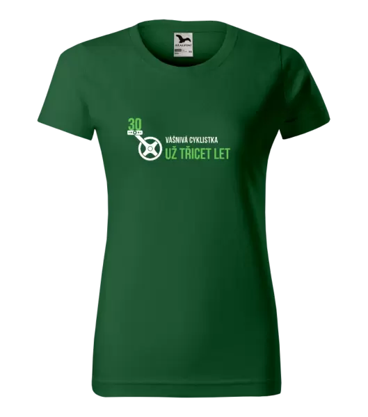 Dámské narozeninové tričko Vášnivá cyklistka už x let
