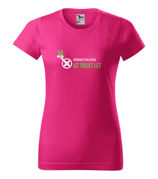 Dámské narozeninové tričko Vášnivá cyklistka už x let