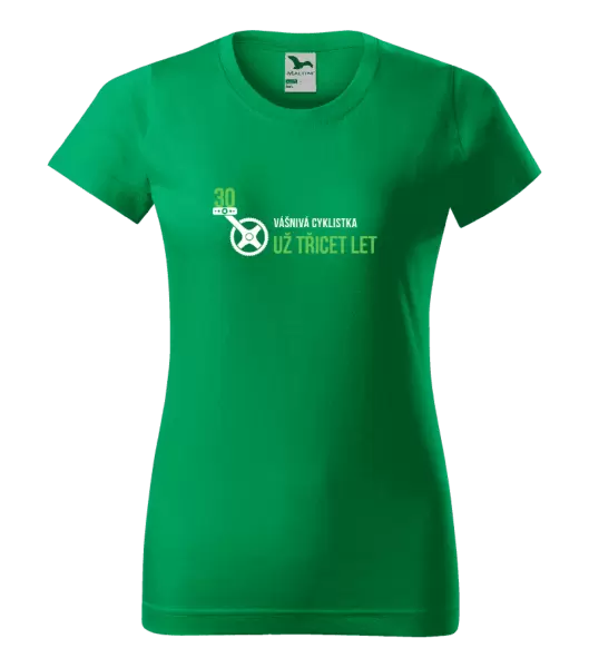 Dámské narozeninové tričko Vášnivá cyklistka už x let