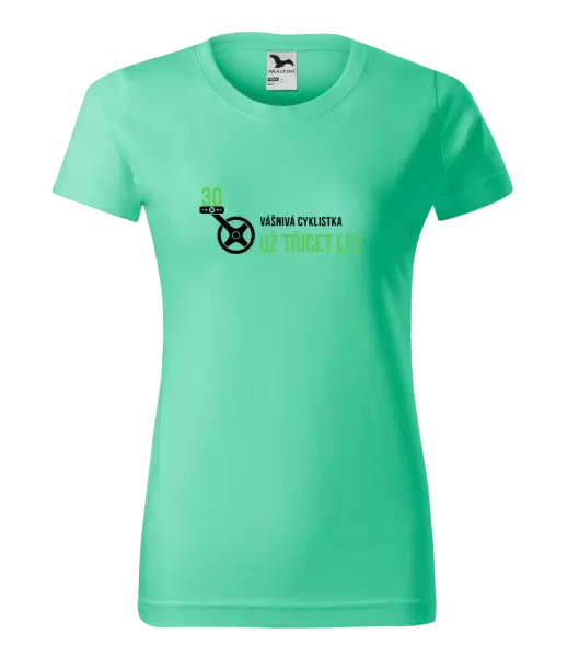 Dámské narozeninové tričko Vášnivá cyklistka už x let