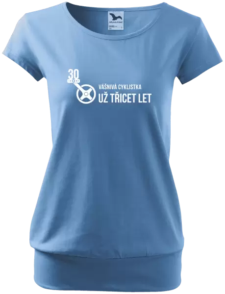 Dámské tričko Vášnivá cyklistka už x let