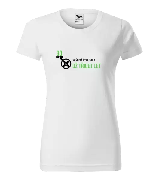 Dámské narozeninové tričko Vášnivá cyklistka už x let
