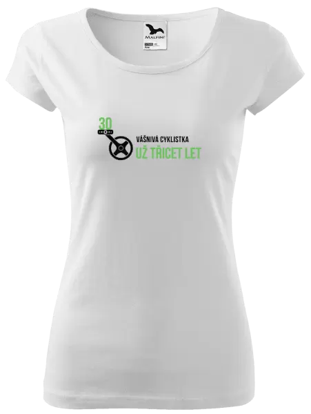 Dámské tričko Vášnivá cyklistka už x let