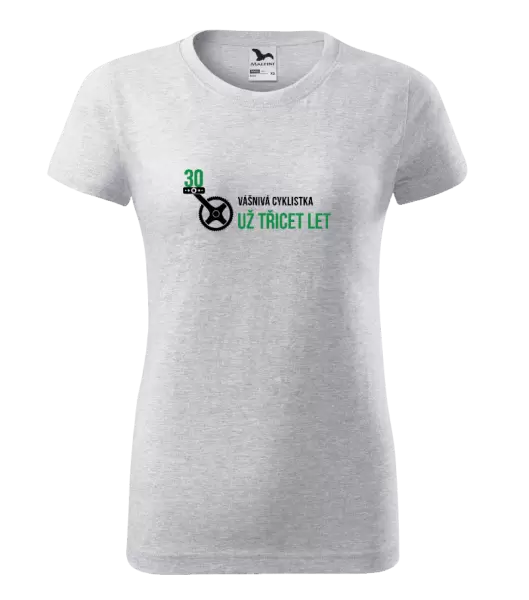 Dámské narozeninové tričko Vášnivá cyklistka už x let