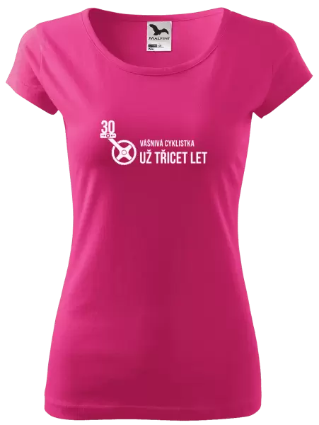 Dámské tričko Vášnivá cyklistka už x let