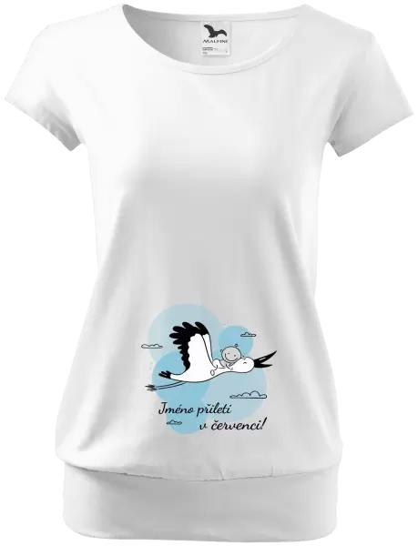 Těhotenské tričko Jméno přiletí v měsíci