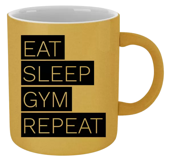 Metalický hrnek Eat, Sleep, Gym, Repeat