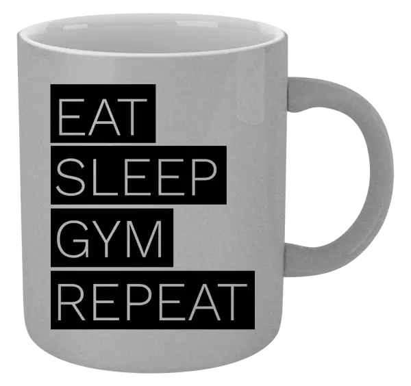 Metalický hrnek Eat, Sleep, Gym, Repeat