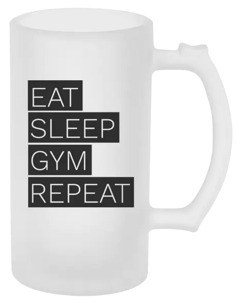 Půllitr Eat, Sleep, Gym, Repeat