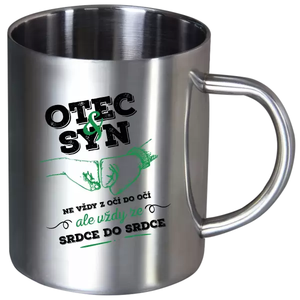 Nerezový hrnek Otec a syn, ze srdce do srdce