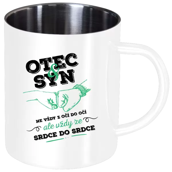 Nerezový hrnek Otec a syn, ze srdce do srdce