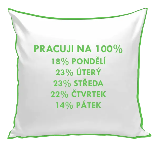 Polštář Pracuji na 100%