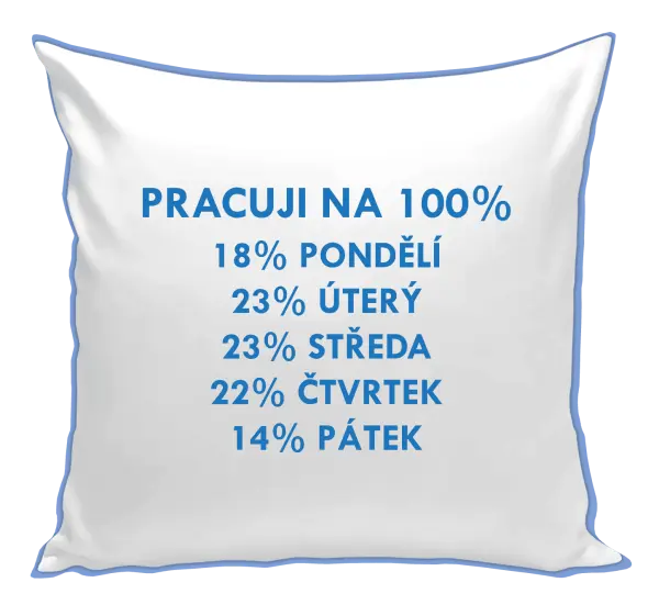 Polštář Pracuji na 100%