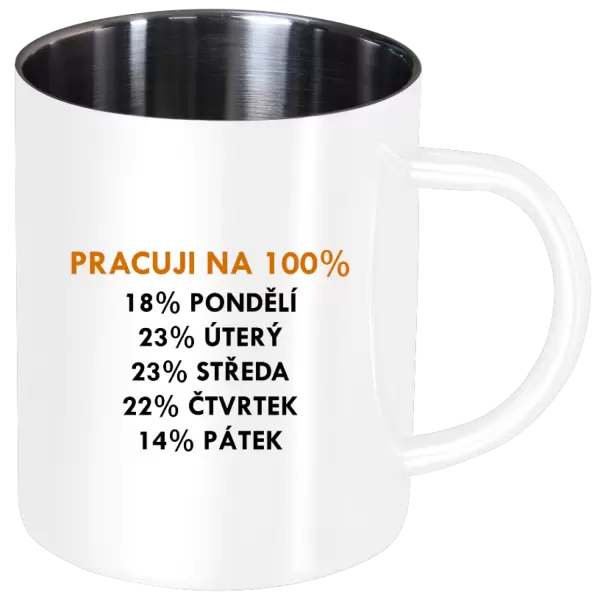 Nerezový hrnek Pracuji na 100%