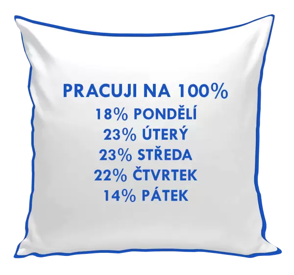 Polštář Pracuji na 100%